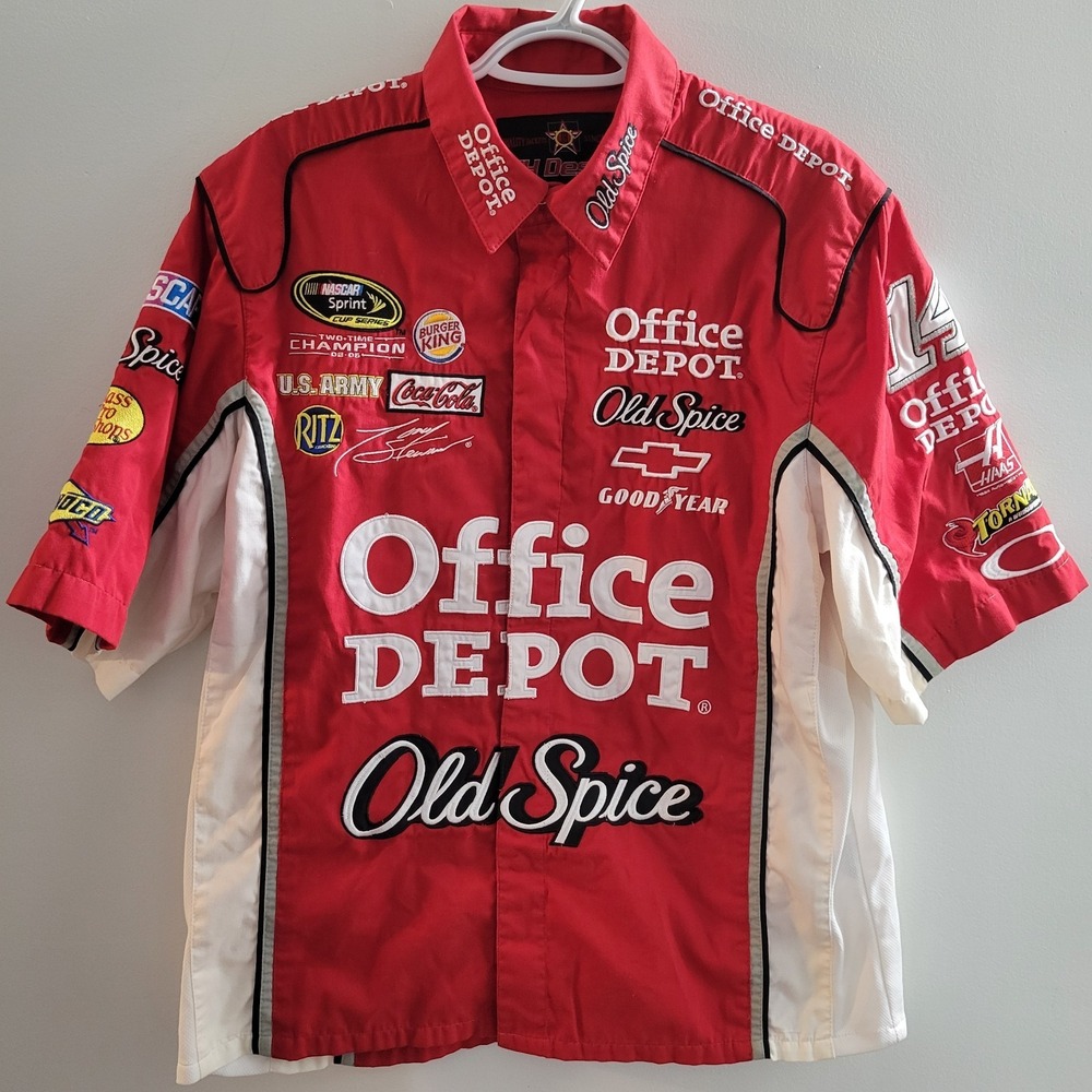 JH Design Tony Stewart Snap Button Mechanic Pit Crew Shirt Size Small Nascar